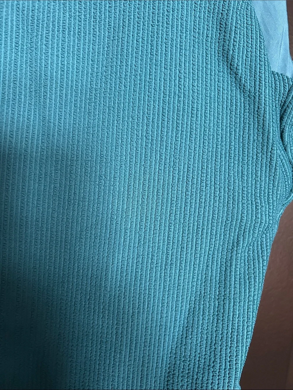 Vitamin A Ribbed One-Piece Swimsuit in Teal Large - Picture 2 of 4